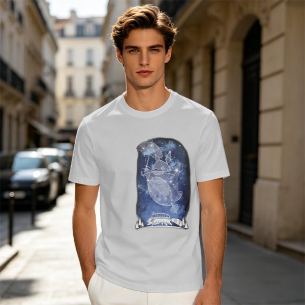 Olive T-Shirt With Constellation Totoro Starry Night Print
