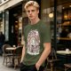 Olive T-Shirt With Whimsical Wizard Cat Garden Door Art