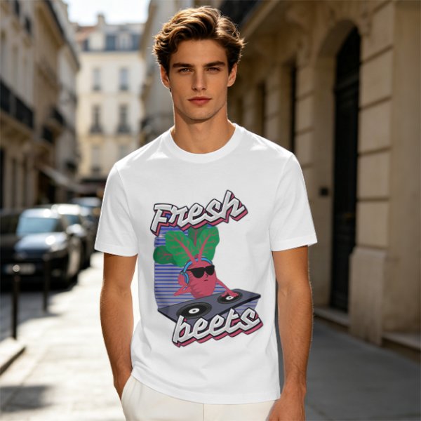 Olive T-Shirt with Fresh Beets DJ Graphic Print