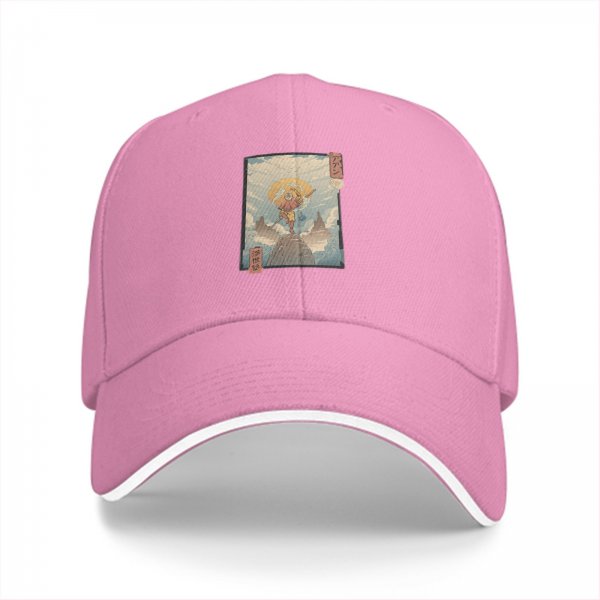 Black Baseball Cap with Japanese Style Mountain Figure Art Print