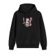 Black hoodie with cute cat eating ramen graphic