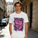 Olive T-shirt with playful bear-fruit graphic print