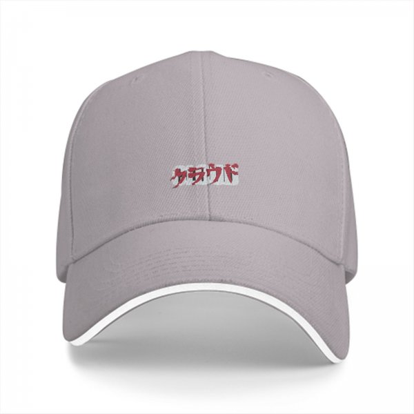 Black Baseball Cap with Red and Grey Japanese Script Embroidery