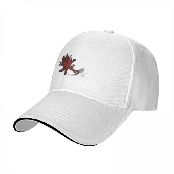 Black baseball cap with chibi Deadpool graphic design