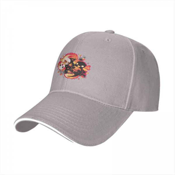 Black baseball cap with cute fantasy creature graphic print