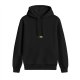 Black Pullover Hoodie with Small Gold Embroidered Chest Logo