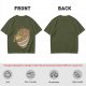 Olive Green T-Shirt With Illustrated Noodle Bowl Print