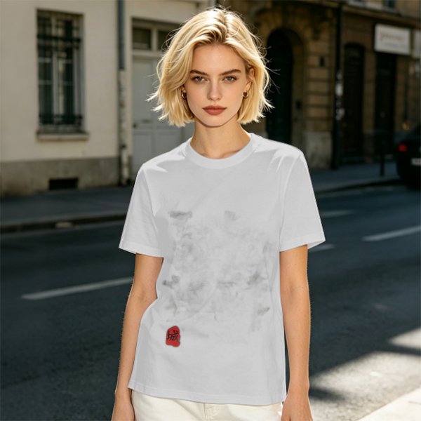 Oversized Olive Green T-Shirt with Red Stamp Detail