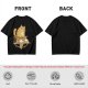 Olive T-Shirt With Cat Sitting On Pizza Pentagram Artwork