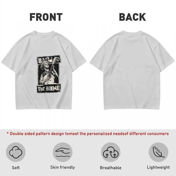 Olive T-Shirt With Skeleton Banjo Player Graphic