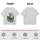 Olive T-shirt with Cartoon Boys Balancing on Log Over Stream