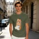 Olive T-Shirt With Cute Hamster In Paper Bag Print
