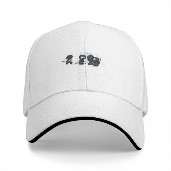 Black Baseball Cap With Chibi Ninja Characters Graphic
