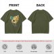 Olive T-shirt with a cartoon cheese taking a selfie and making a peace sign