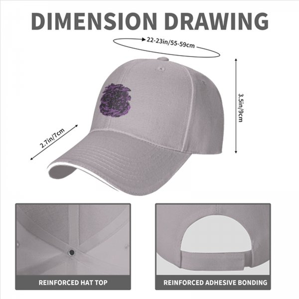 Black Baseball Cap With Purple Abstract Swirl Graphic Design