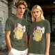 Oversized Olive T-Shirt with Saitama 'OK' Anime Graphic Print