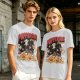 Olive green graphic t-shirt with playful pupperoni pizza dog design