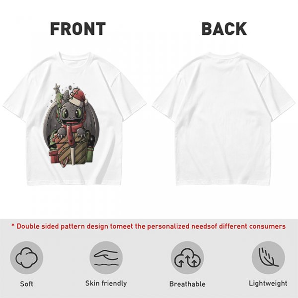 Christmas Toothless Dragon T-Shirt with Holiday Gifts and Decor