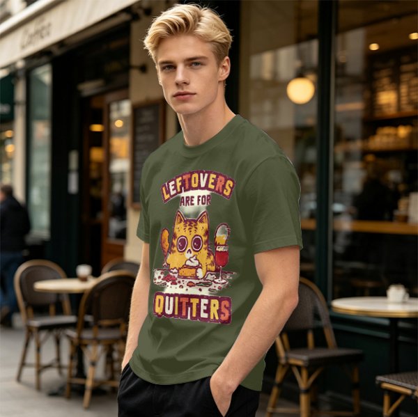 Leftovers Are For Quitters Cat Graphic T-Shirt