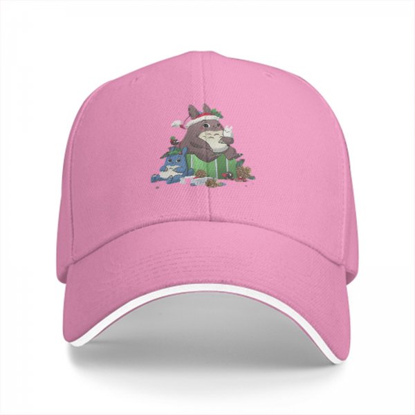 Black Baseball Cap With Christmas Totoro Family Graphic