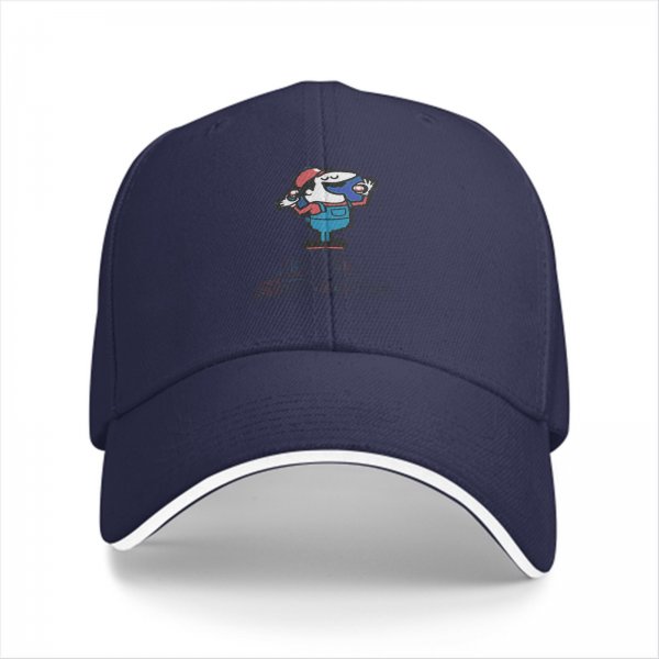 Black Baseball Cap With Cartoon Character Graphic Design