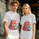 Cute Red Dragon Holding D20 Dice Graphic T-Shirt