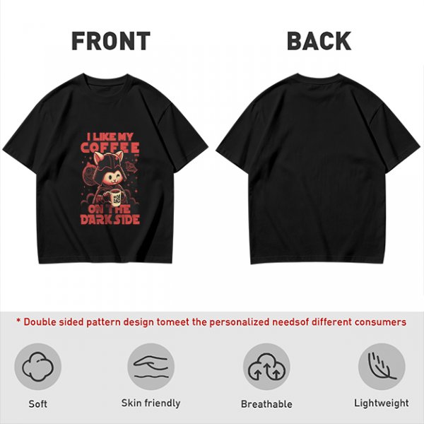 Olive T-Shirt with Cat Darth Vader 'I Like My Coffee On The Dark Side' Print