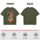 Olive T-Shirt with Japanese Ramen Dragon Graphic Print