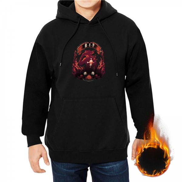 Black hoodie with dark fantasy graphic print design