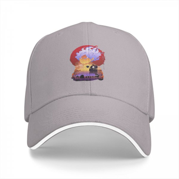 Black Baseball Cap With Anime Character Sunset Ship Art Print