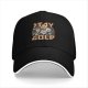 Black baseball cap with Stay Gold graphic print featuring four characters