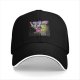 Black Baseball Cap with Robot Pony Mashup Graphic Print