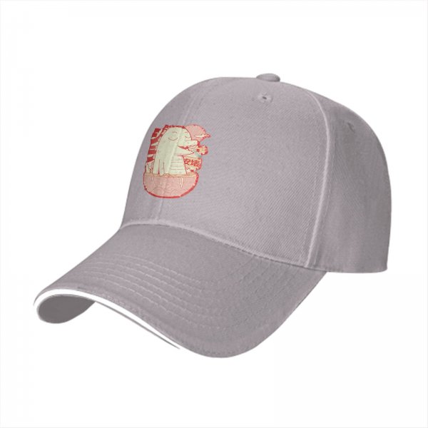 Black Baseball Cap With Cute Dinosaur In Ramen Bowl Graphic