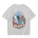 Olive T-Shirt with Whimsical Fantasy Character and Floral Art Print