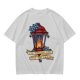 Olive t-shirt with lantern flame graphic and 'I'll follow you into the dark' text