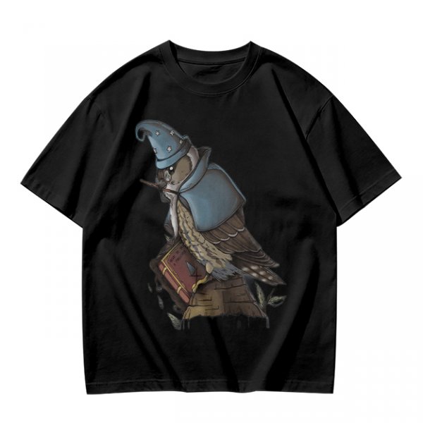 Owl Wizard With Spell Book Graphic Tee