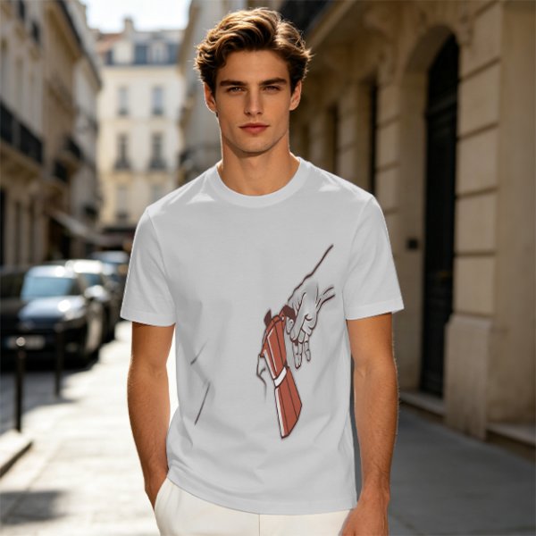 Oversized Olive T-Shirt With Mechanical Hand Holding Gun Graphic