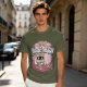 Olive t-shirt with cartoon knight 'Praise the Sun' graphic