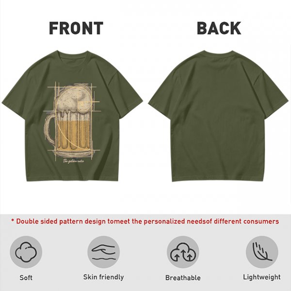 Beer Mug with Golden Ratio Graphic Novelty T-Shirt Print