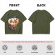 Olive Green T-Shirt With Creepy Melting Skull Apple Graphic