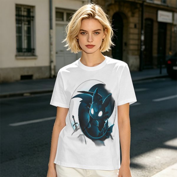 Olive T-Shirt With Glowing Dark Dragon Moon Print