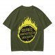 Olive t-shirt with cave's combustible lemonade flame graphic