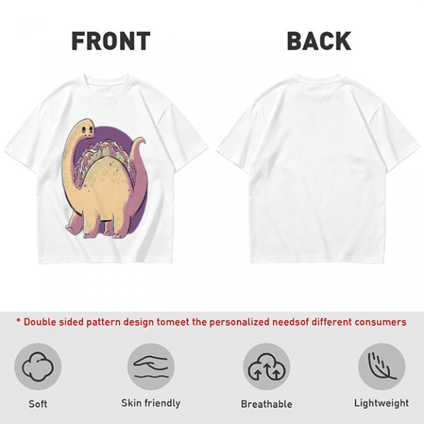 Olive T-Shirt with Cute Brontosaurus Taco Dinosaur Graphic