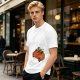 Olive T-Shirt with Skeleton and Friends in Christmas Car Print