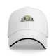 Black baseball cap with walking silhouettes against a moon backdrop