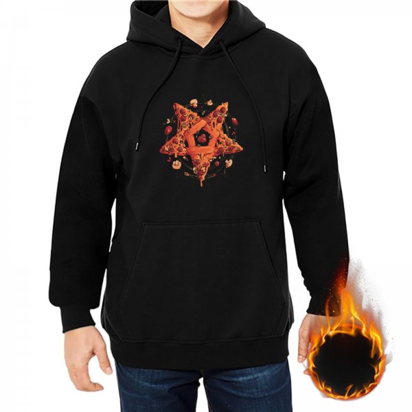 Black hoodie with pizza pentagram graphic design