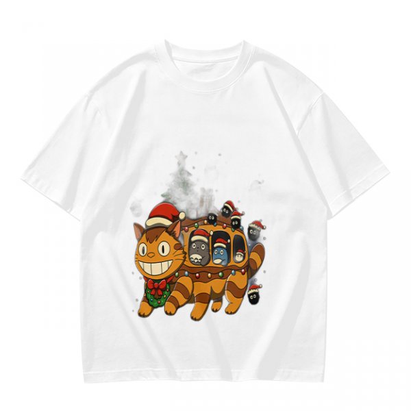 Christmas Catbus T-Shirt with Festive Spirited Away Characters