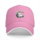Black Baseball Cap with Cherry Blossom Tree and Whimsical Creature Print