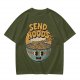 Olive Green T-Shirt With Retro Send Noods Ramen Bowl Graphic