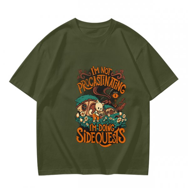 I'm Not Procrastinating I'm Doing Side Quests Cat Graphic T-Shirt